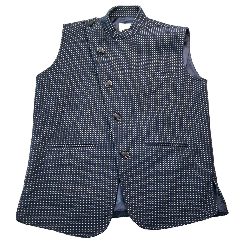 Blazo‎ Boys 10 Vest Made in India HIGH Quality Silk-lined Black w/Ivory Pattern